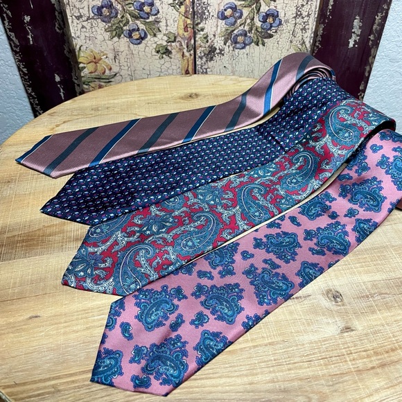 Men's Designer Silk Neck Tie Lot (4) - Oscar de la Renta & Christian Dior - Picture 3 of 4